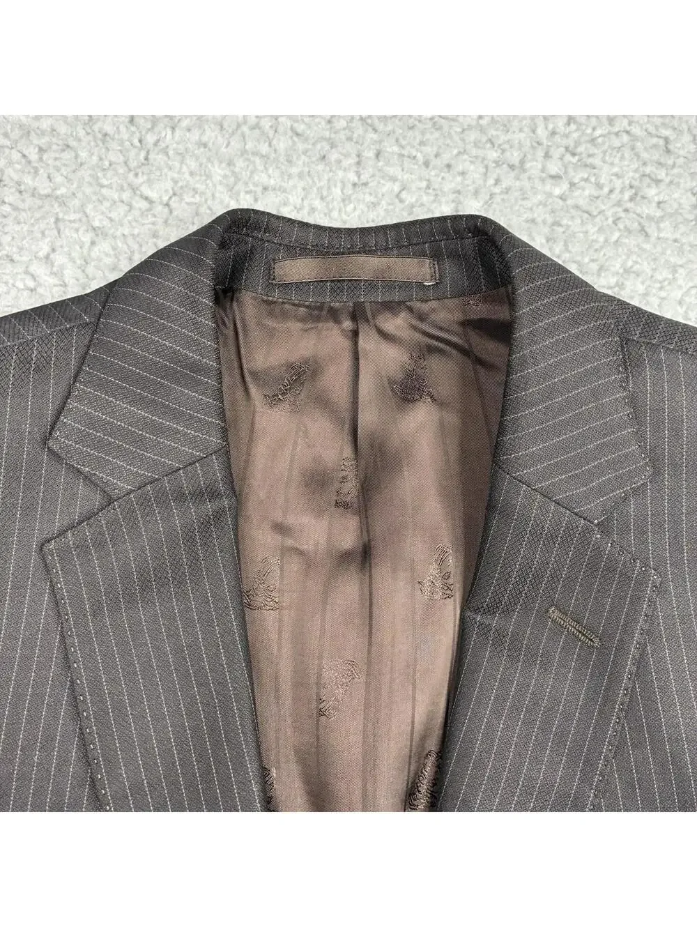 Versace Collection Wool Pinstripe Sport Coat Blazer Mens 50 / 40R Black 2 Button